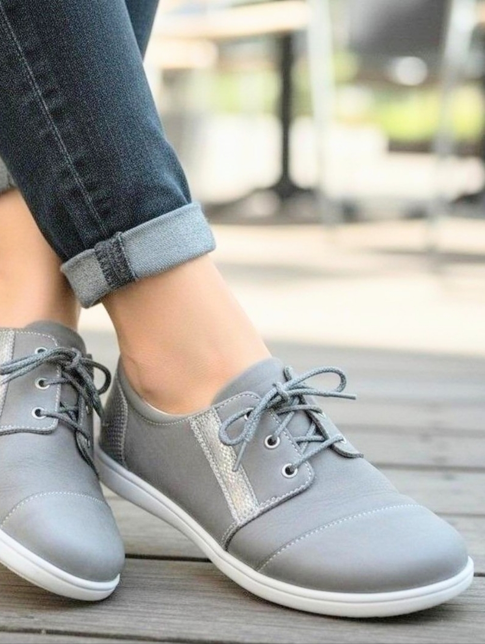 SAS Women's Marnie Leather Lace Up Tripad Technology Comfort Sneakers Grey 10.5